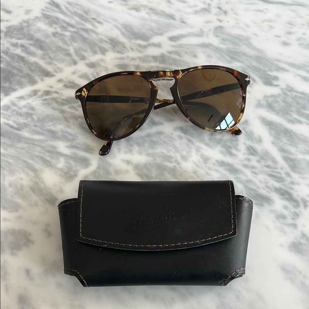 Persol Collapsable Tortoise Shell Sunglasses with Black Case